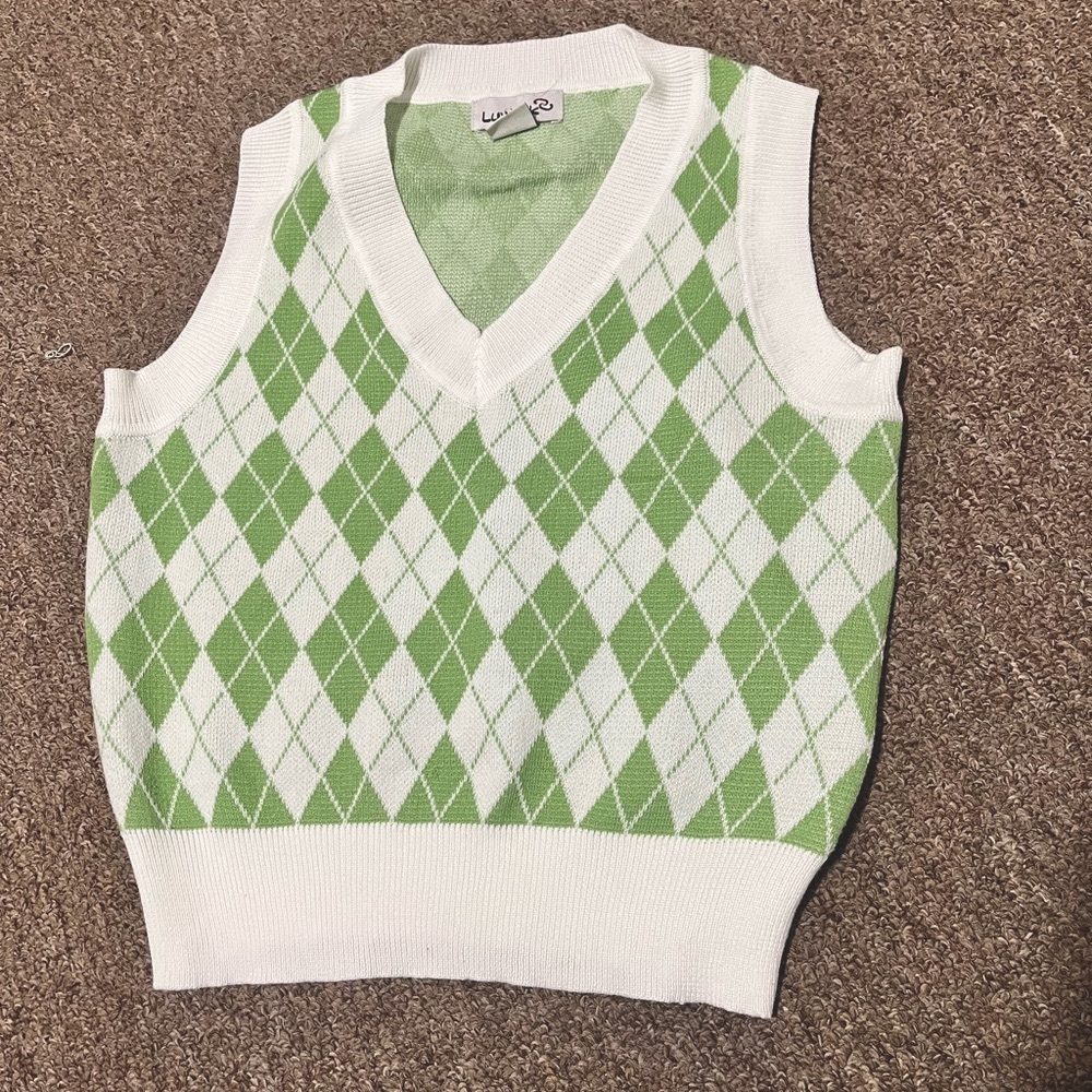 Lana Rae Green Argyle Sweater Vest